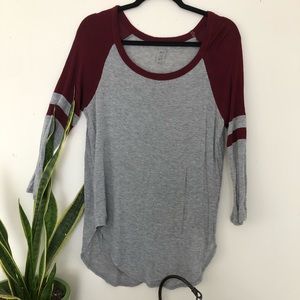 Pac sun 3/4 sleeve stretchy baseball tunic